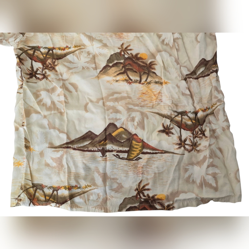 Vintage Kennington California Hawaiian Shirt Men’s Large Beige Aloha Beach - Picture 7 of 7